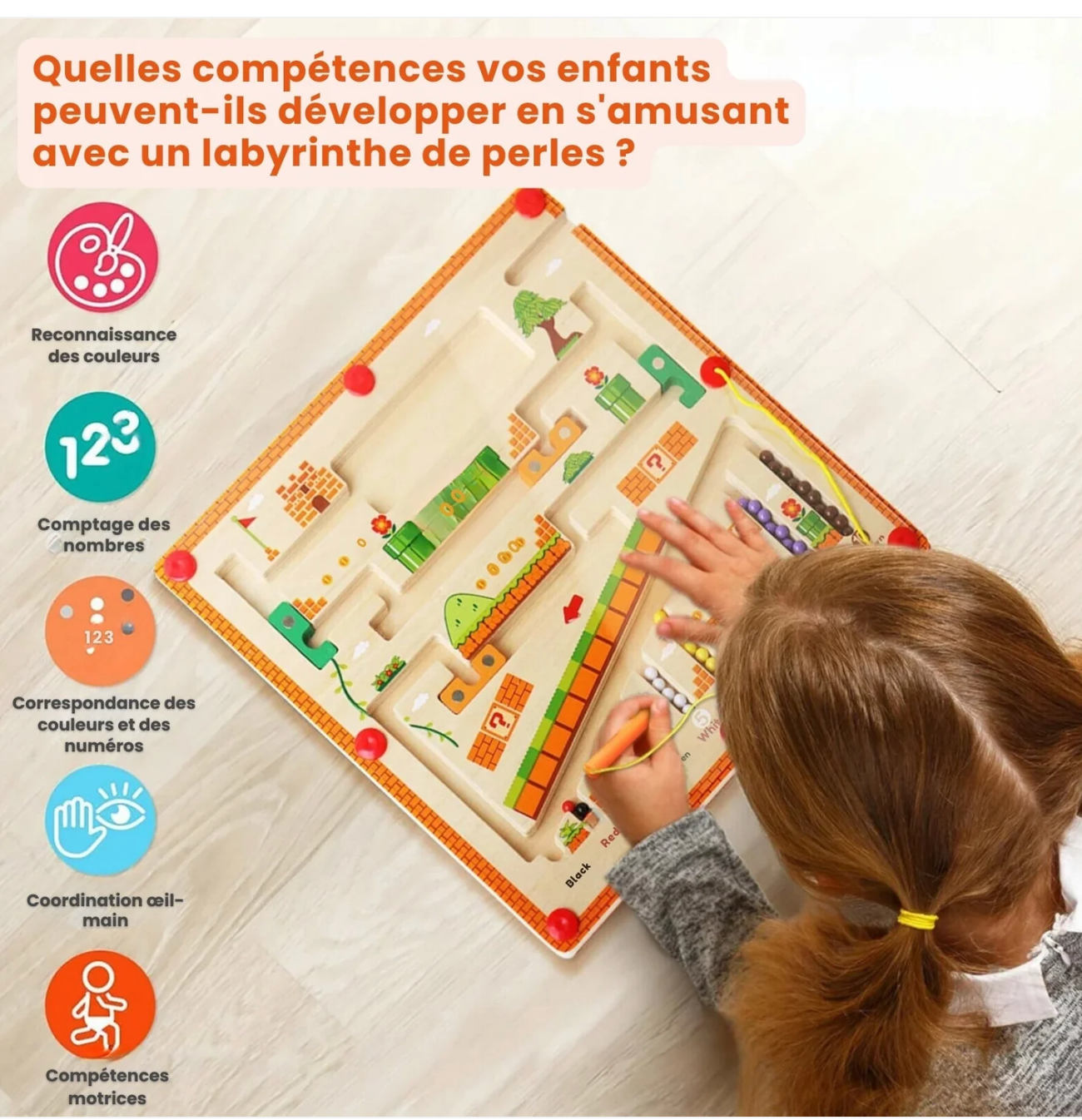 LABYRINTHE MAGNÉTIQUE MONTESSORI – JOUET MONTESSORI 3 & 4 ANS – LOGIQUE & MOTRICITÉ FINE