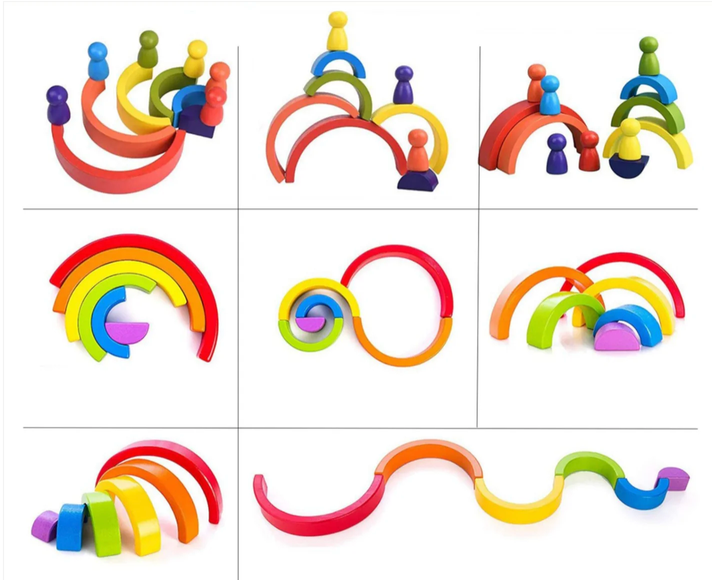 JOUET EN BOIS ARC-EN-CIEL – JOUET MONTESSORI 2 & 3 ANS – COULEURS & CRÉATIVITÉ
