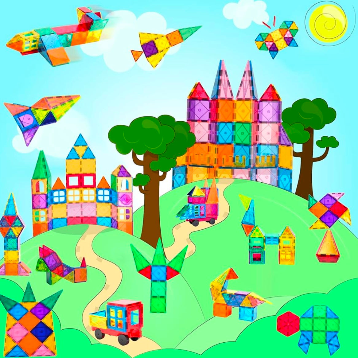 TUILES MAGNÉTIQUES MONTESSORI – JOUET MONTESSORI 5 ANS – CONSTRUCTION & IMAGINATION