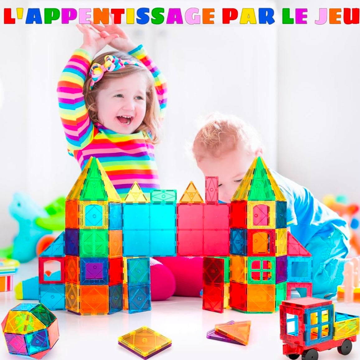 TUILES MAGNÉTIQUES MONTESSORI – JOUET MONTESSORI 5 ANS – CONSTRUCTION & IMAGINATION