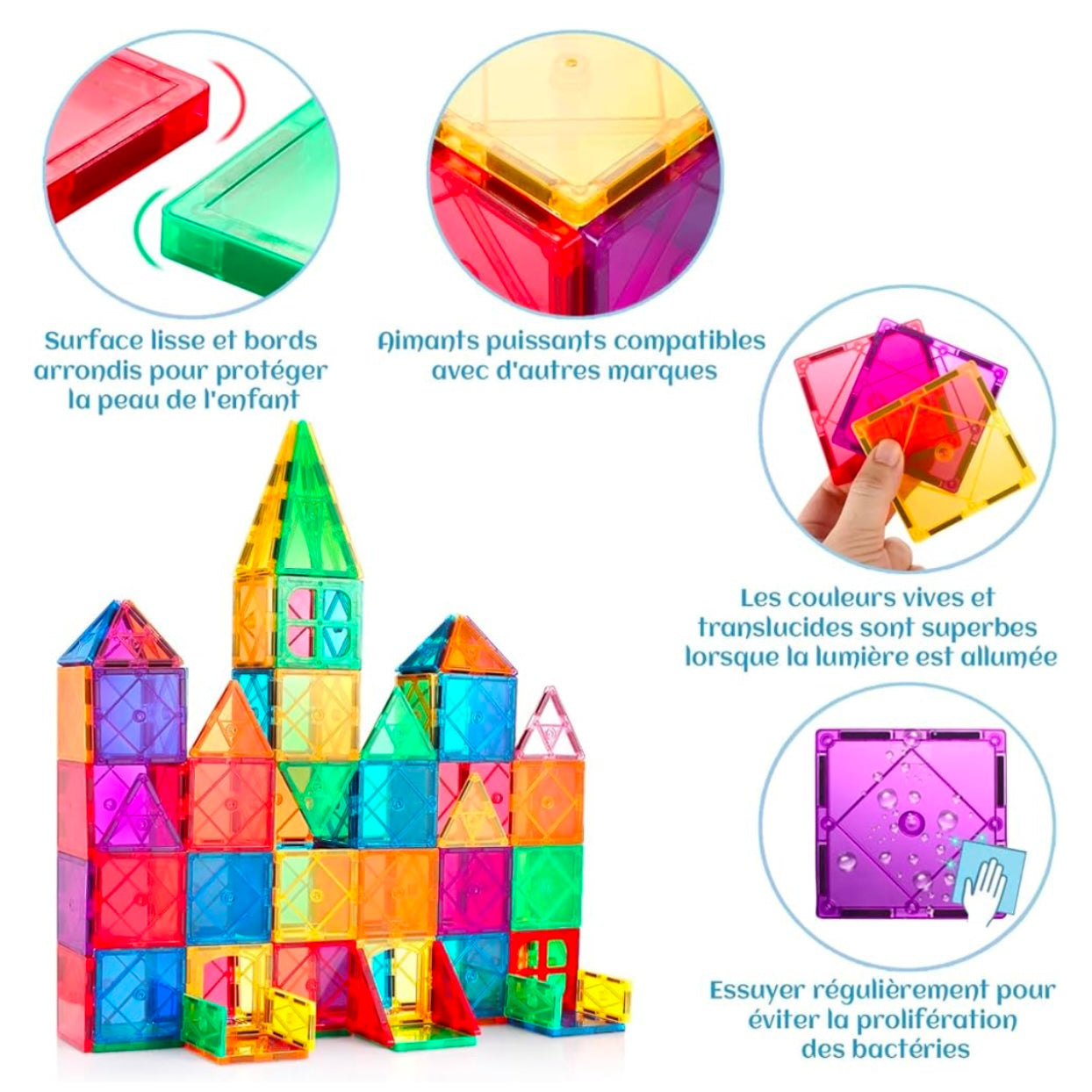 TUILES MAGNÉTIQUES MONTESSORI – JOUET MONTESSORI 5 ANS – CONSTRUCTION & IMAGINATION
