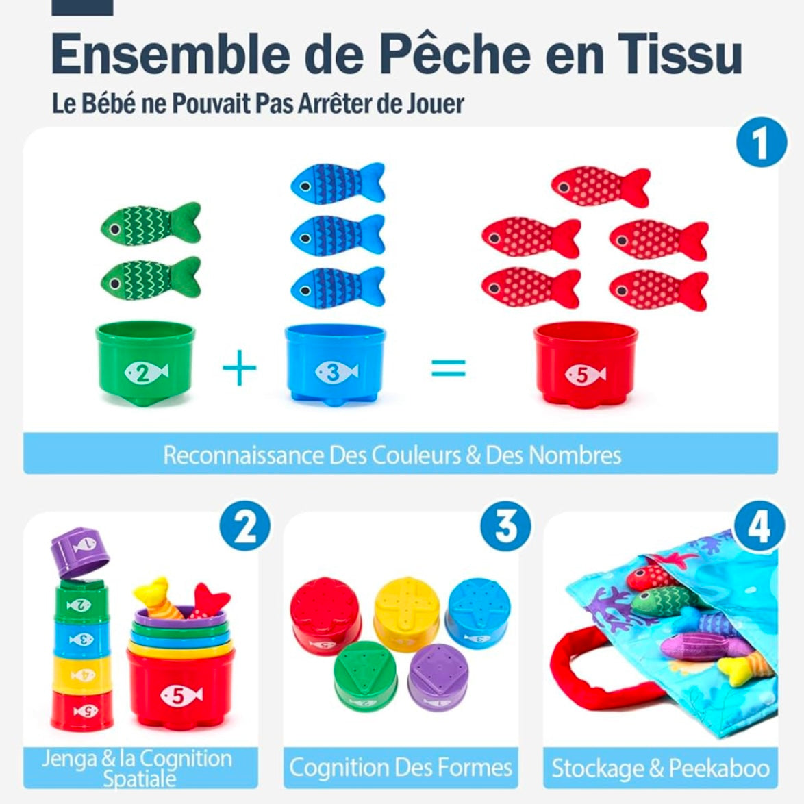 ENSEMBLE DE PÊCHE ÉDUCATIVE EN TISSU