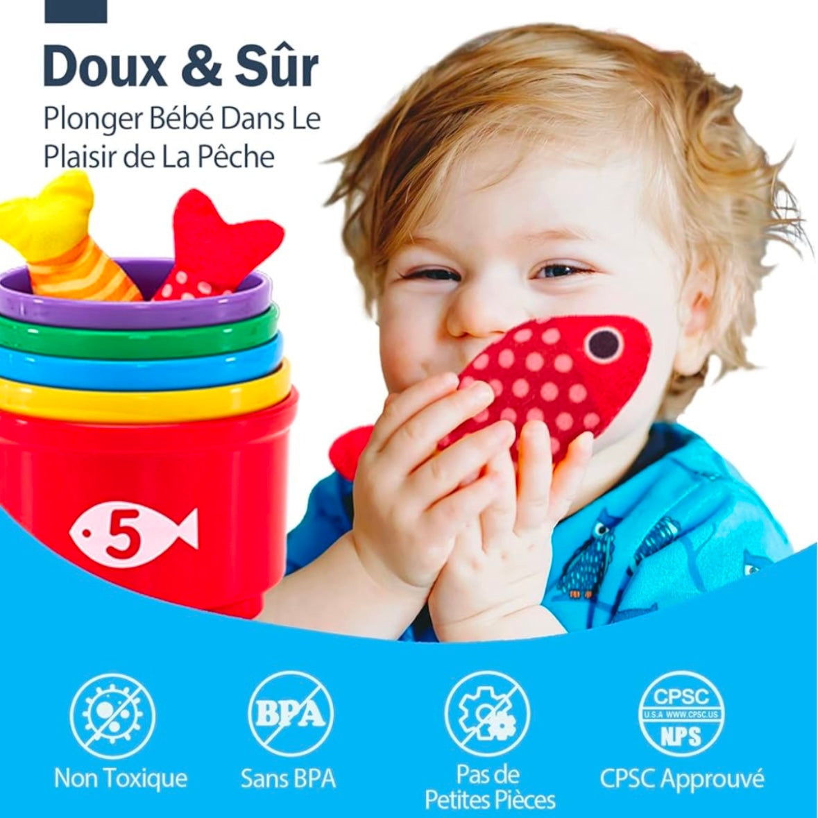 ENSEMBLE DE PÊCHE ÉDUCATIVE EN TISSU