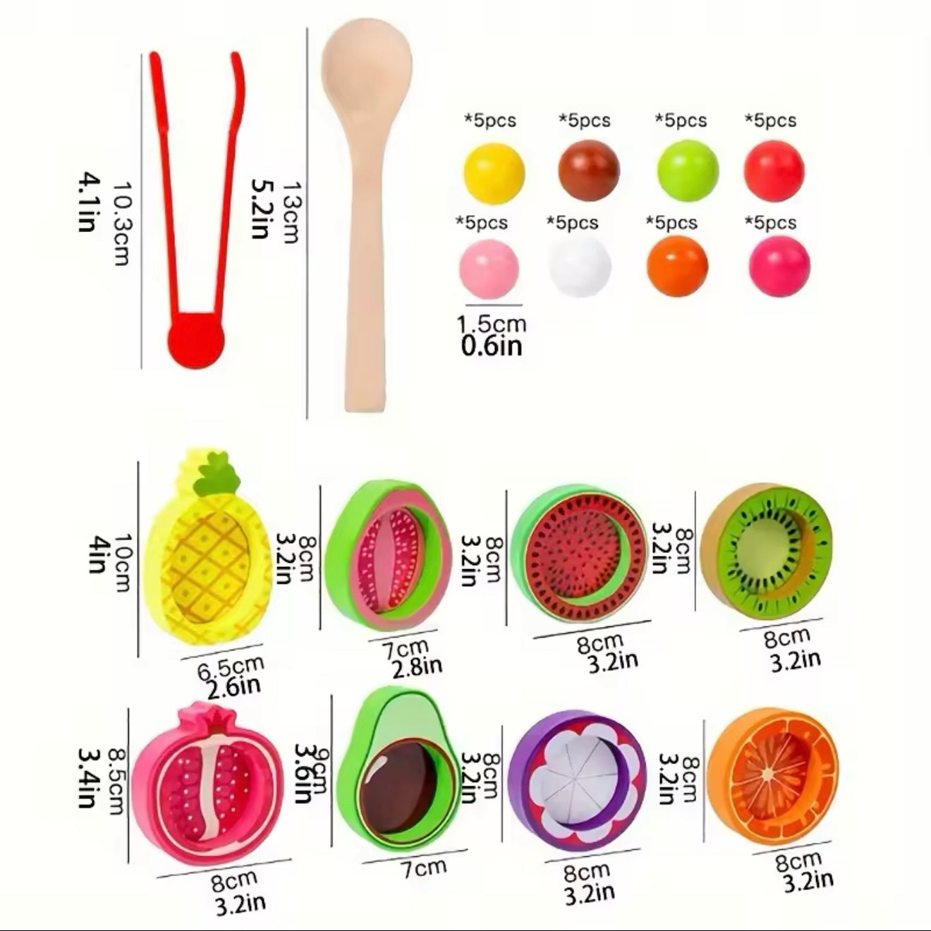 FRUITS ET LÉGUMES EN BOIS MONTESSORI – ENSEMBLE ÉDUCATIF AVEC PINCE