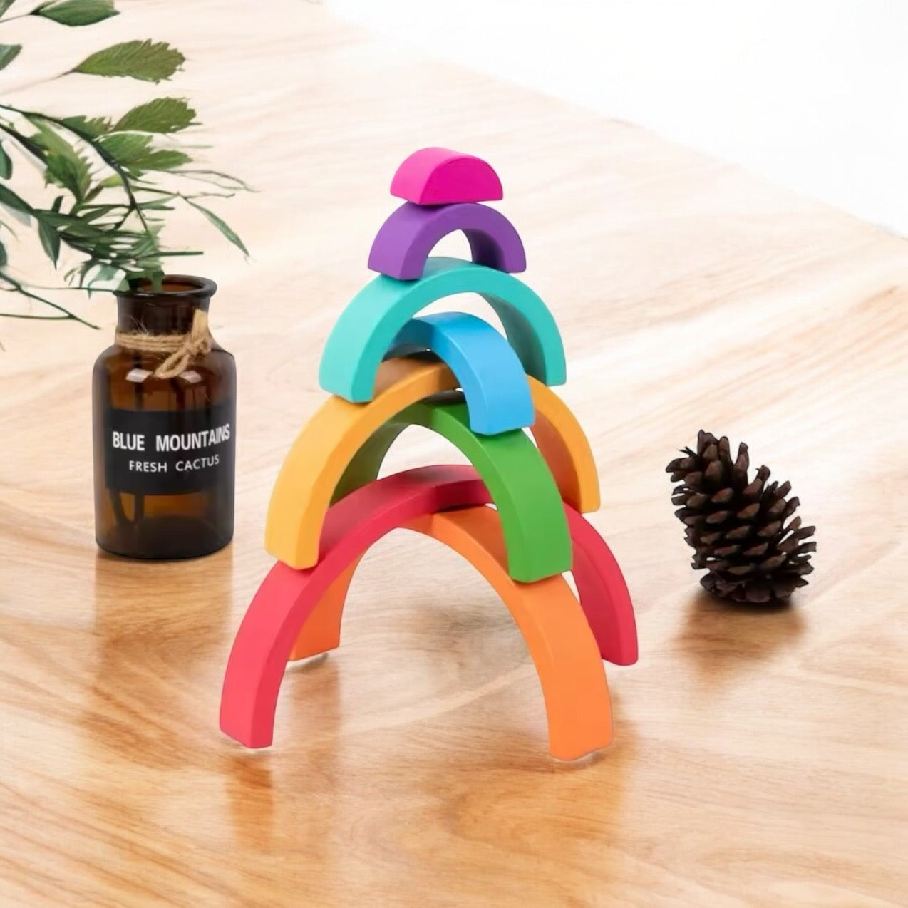 JOUET EN BOIS ARC-EN-CIEL – JOUET MONTESSORI 2 & 3 ANS – COULEURS & CRÉATIVITÉ