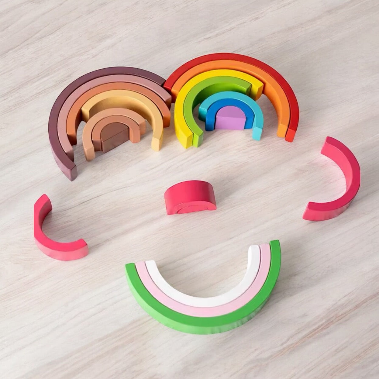 JOUET EN BOIS ARC-EN-CIEL – JOUET MONTESSORI 2 & 3 ANS – COULEURS & CRÉATIVITÉ