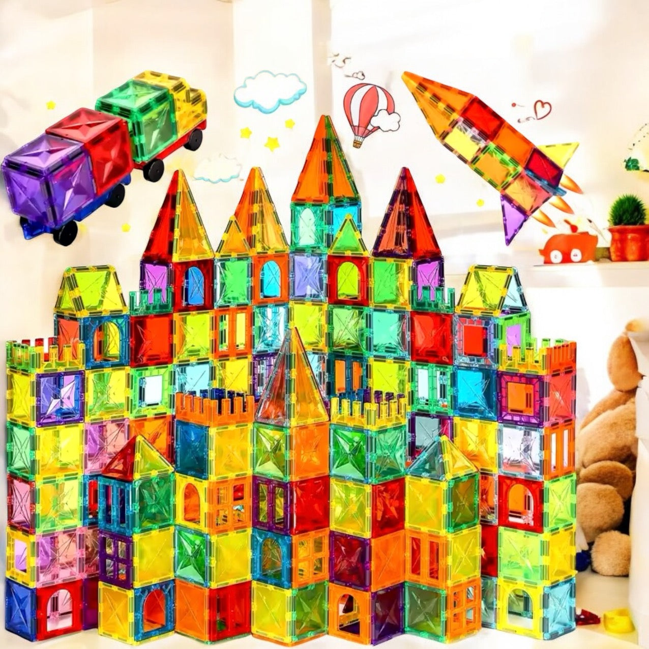 TUILES MAGNÉTIQUES MONTESSORI – JOUET MONTESSORI 5 ANS – CONSTRUCTION & IMAGINATION