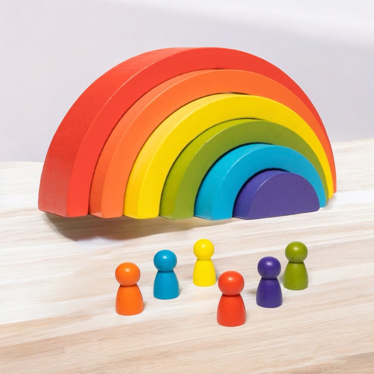 JOUET EN BOIS ARC-EN-CIEL – JOUET MONTESSORI 2 & 3 ANS – COULEURS & CRÉATIVITÉ