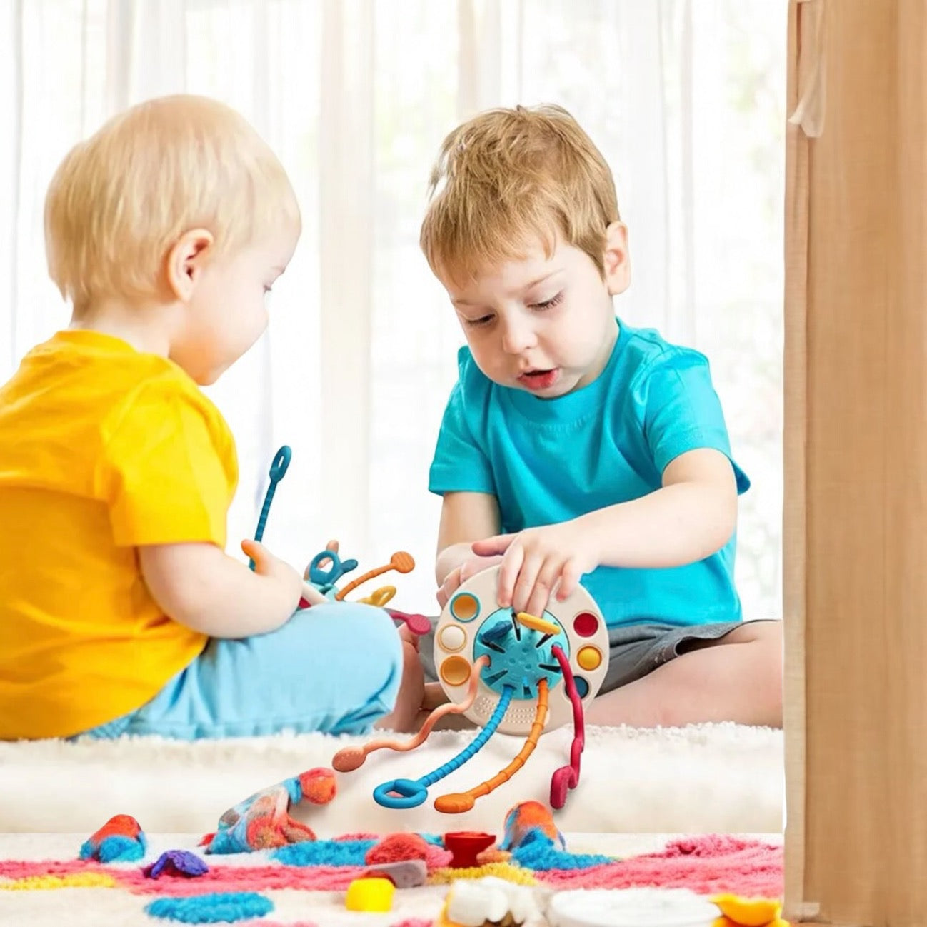 JOUET À TIRER EN SILICONE – JOUET MONTESSORI 1 AN – MOBILITÉ & MOTRICITÉ FINE