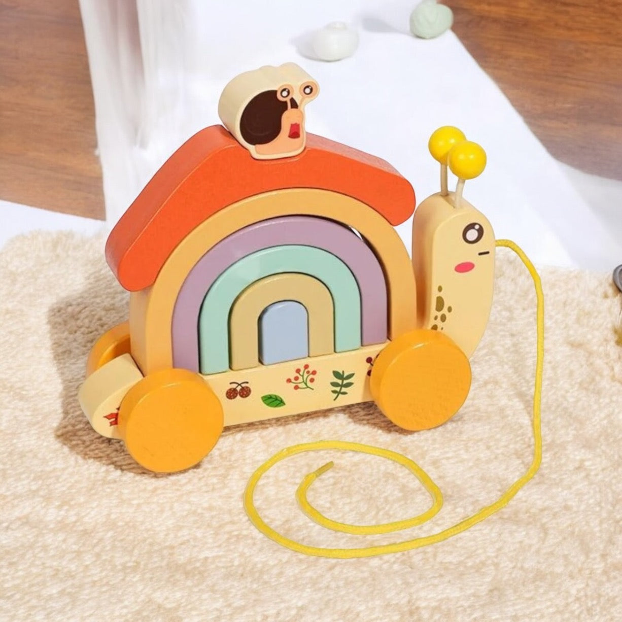 ESCARGOT À TIRER EN BOIS – JOUET MONTESSORI 2 & 3 ANS