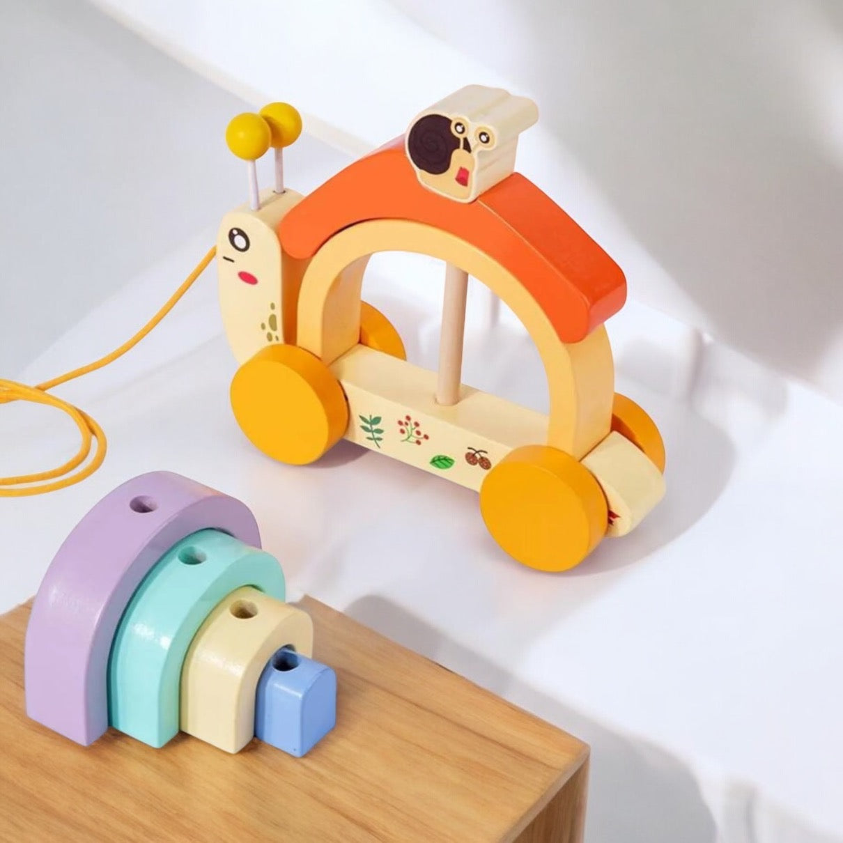 ESCARGOT À TIRER EN BOIS – JOUET MONTESSORI 2 & 3 ANS