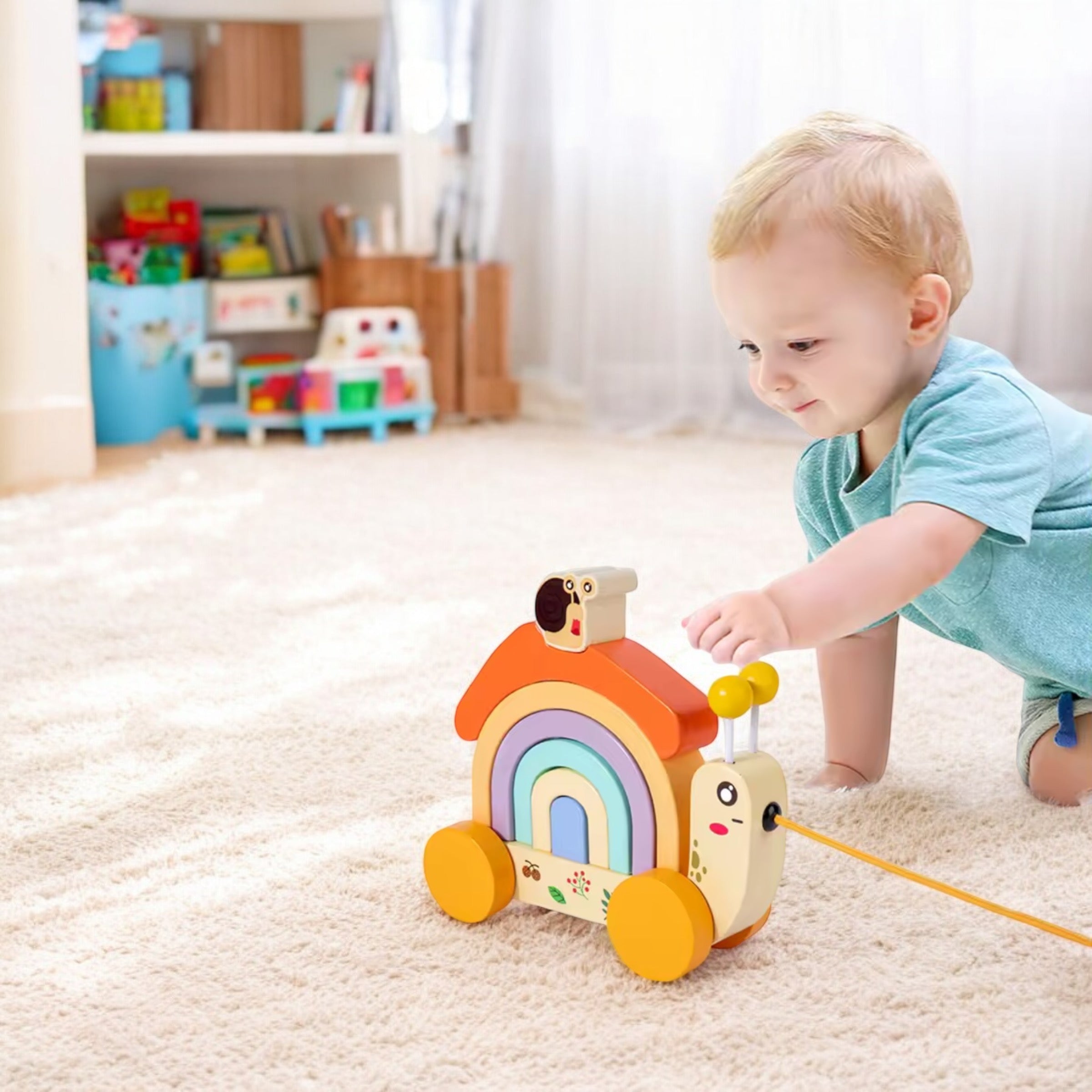 ESCARGOT À TIRER EN BOIS – JOUET MONTESSORI 2 & 3 ANS