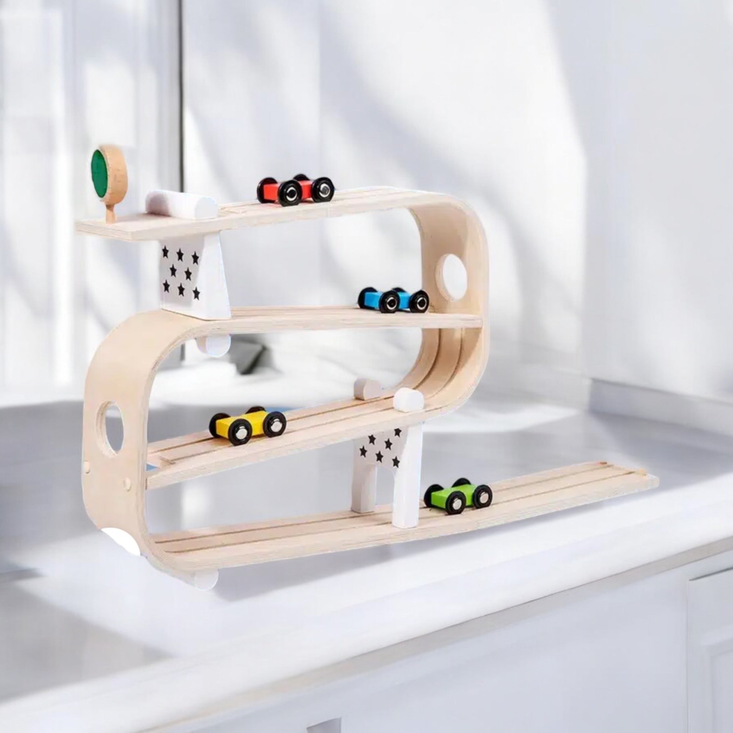 CIRCUIT DE VOITURES EN BOIS – JOUET MONTESSORI 4 & 5 ANS – LOGIQUE & COORDINATION