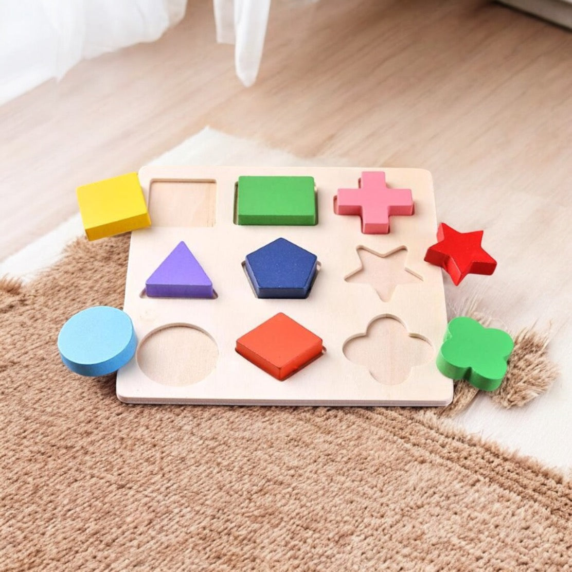 PUZZLE GÉOMÉTRIQUE EN BOIS – JOUET MONTESSORI 2 & 3 ANS