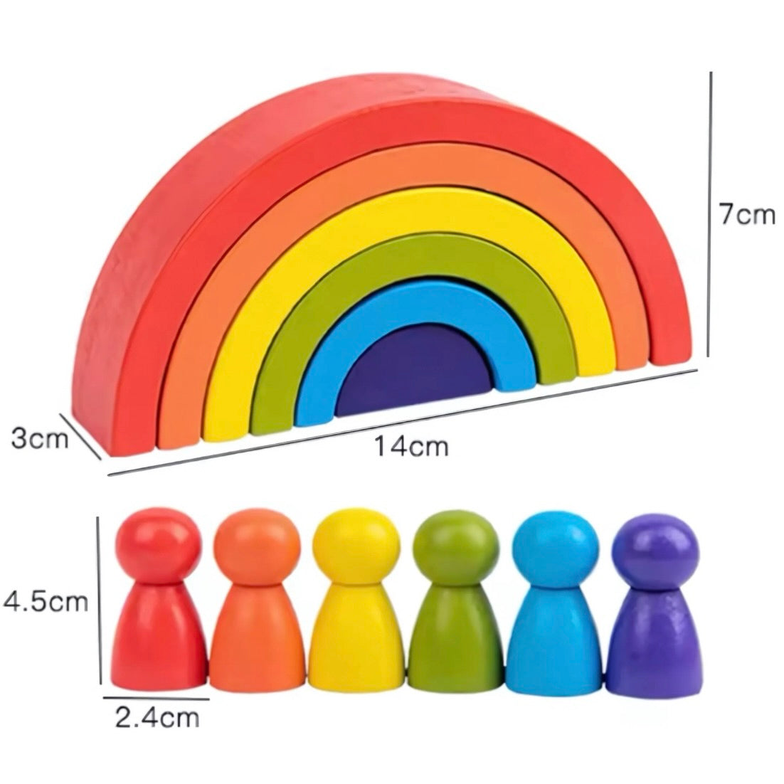 JOUET EN BOIS ARC-EN-CIEL – JOUET MONTESSORI 2 & 3 ANS – COULEURS & CRÉATIVITÉ