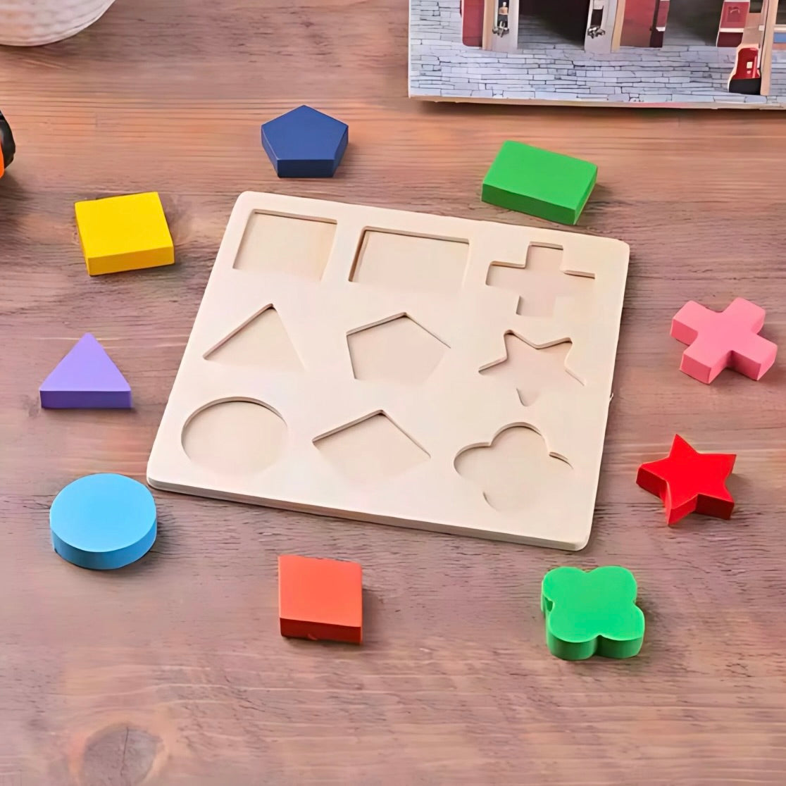 PUZZLE GÉOMÉTRIQUE EN BOIS – JOUET MONTESSORI 2 & 3 ANS