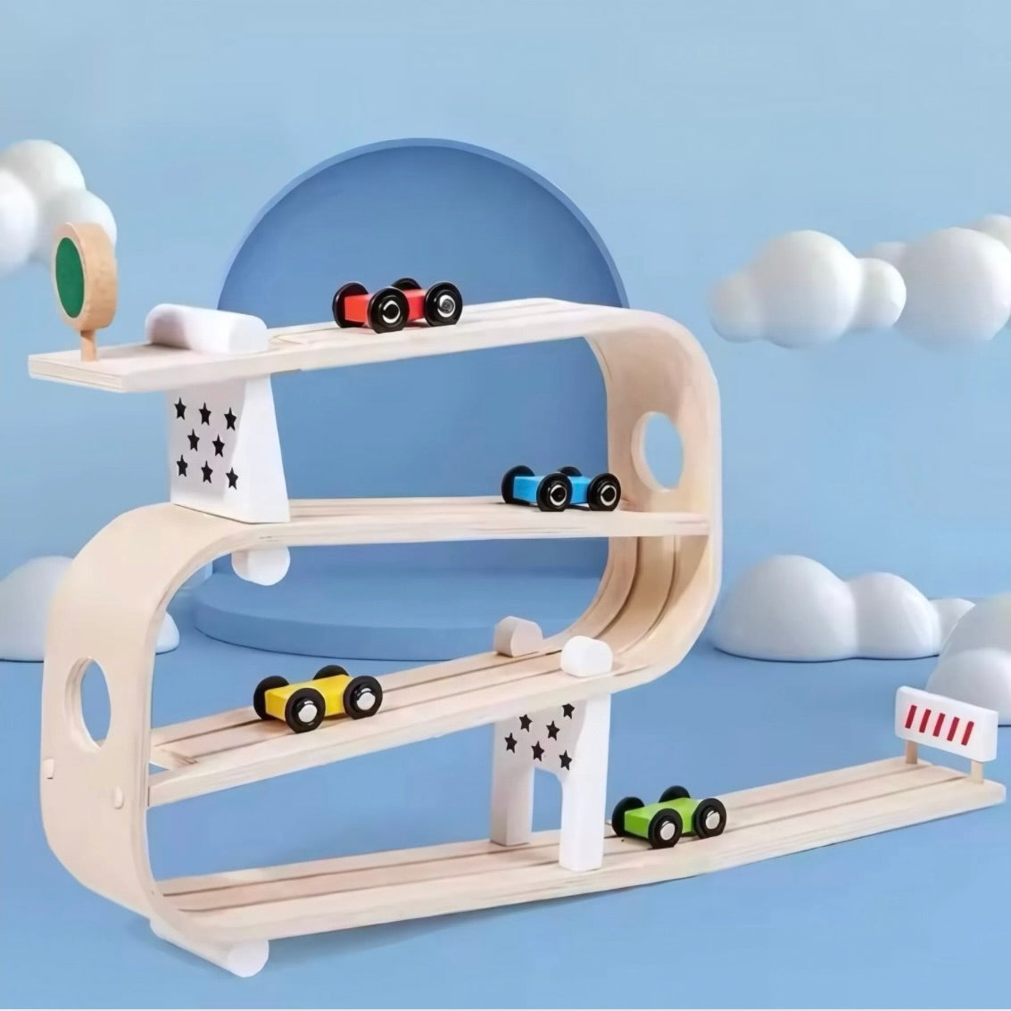 CIRCUIT DE VOITURES EN BOIS – JOUET MONTESSORI 4 & 5 ANS – LOGIQUE & COORDINATION