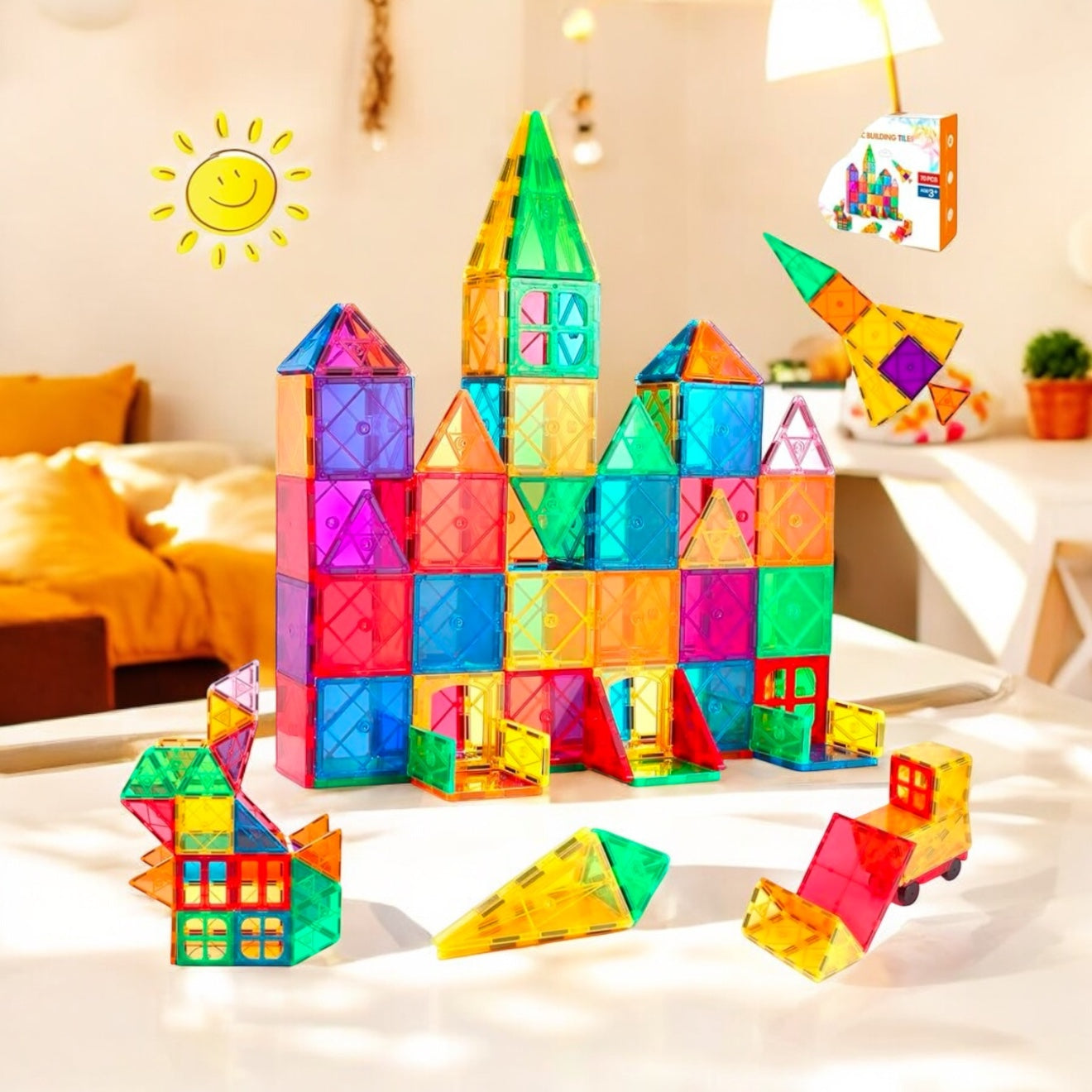 TUILES MAGNÉTIQUES MONTESSORI – JOUET MONTESSORI 5 ANS – CONSTRUCTION & IMAGINATION
