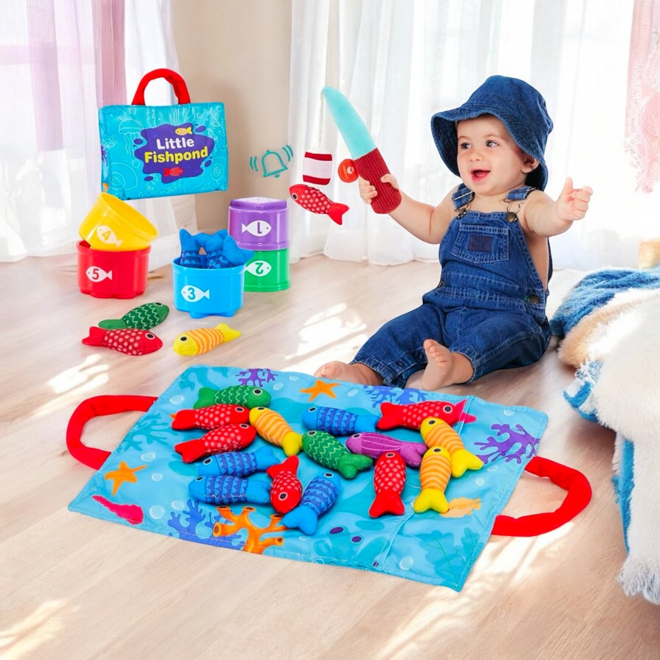 ENSEMBLE DE PÊCHE ÉDUCATIVE EN TISSU
