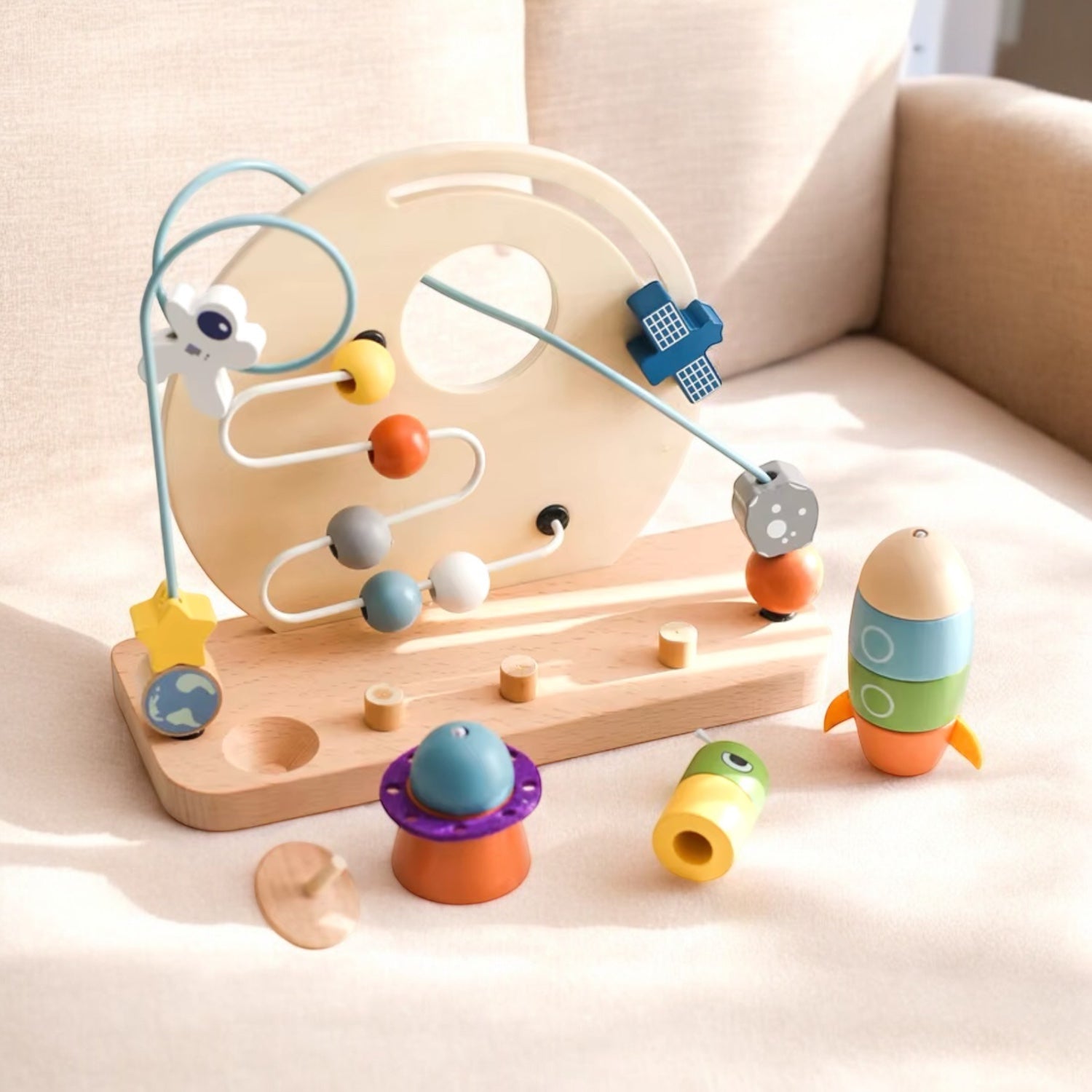 CIRCUIT DE MOTRICITÉ – JOUET MONTESSORI 1 & 2 ANS EN BOIS