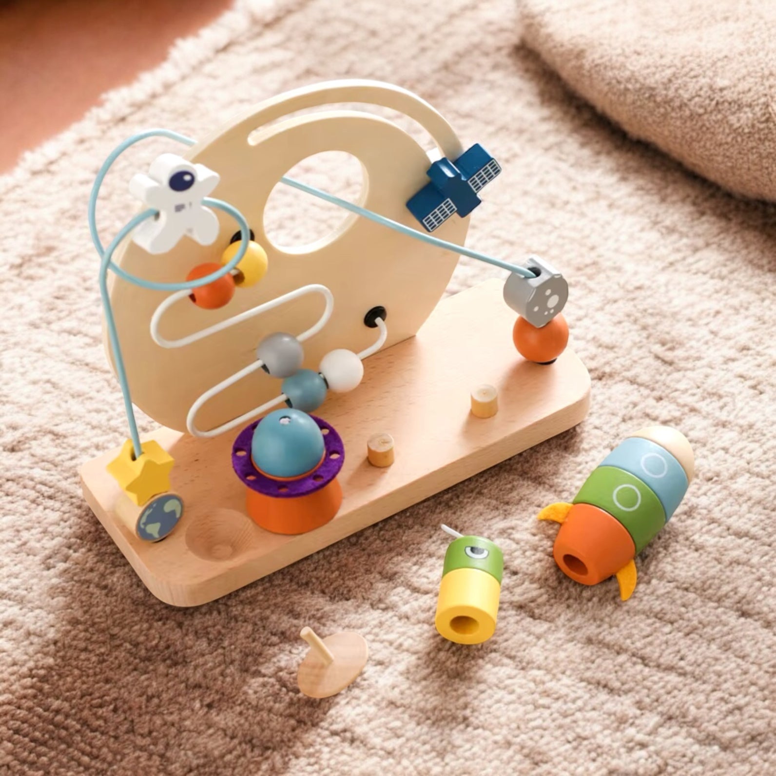 CIRCUIT DE MOTRICITÉ – JOUET MONTESSORI 1 & 2 ANS EN BOIS