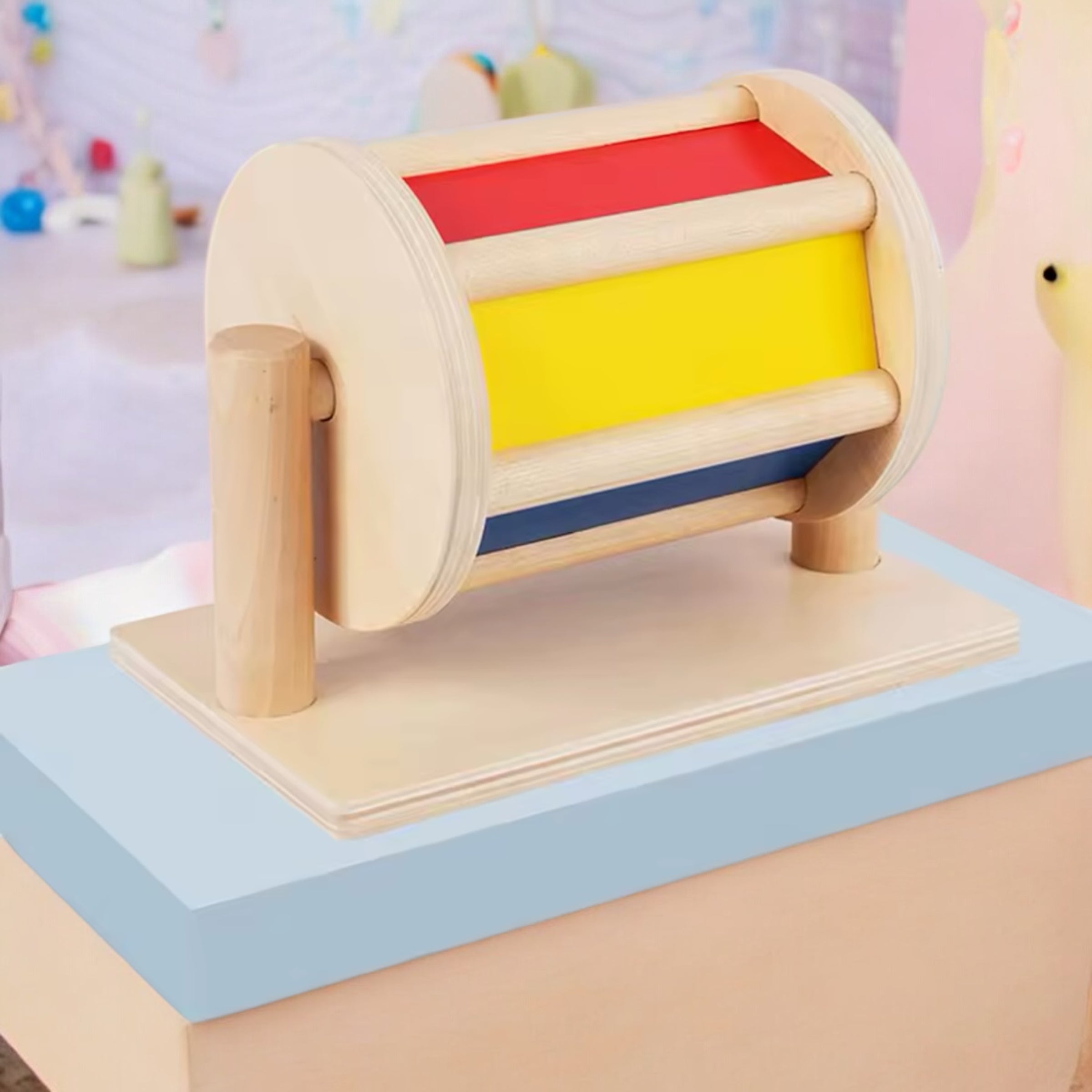 TAMBOUR ROTATIF MONTESSORI – JOUET MONTESSORI 2 ANS – RYTHME & DÉCOUVERTE