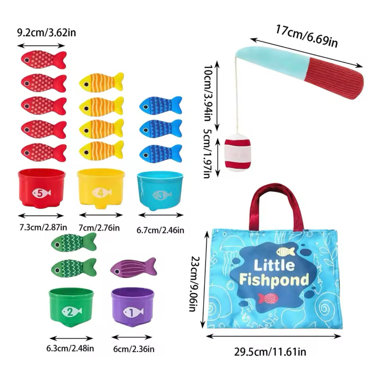 ENSEMBLE DE PÊCHE ÉDUCATIVE EN TISSU